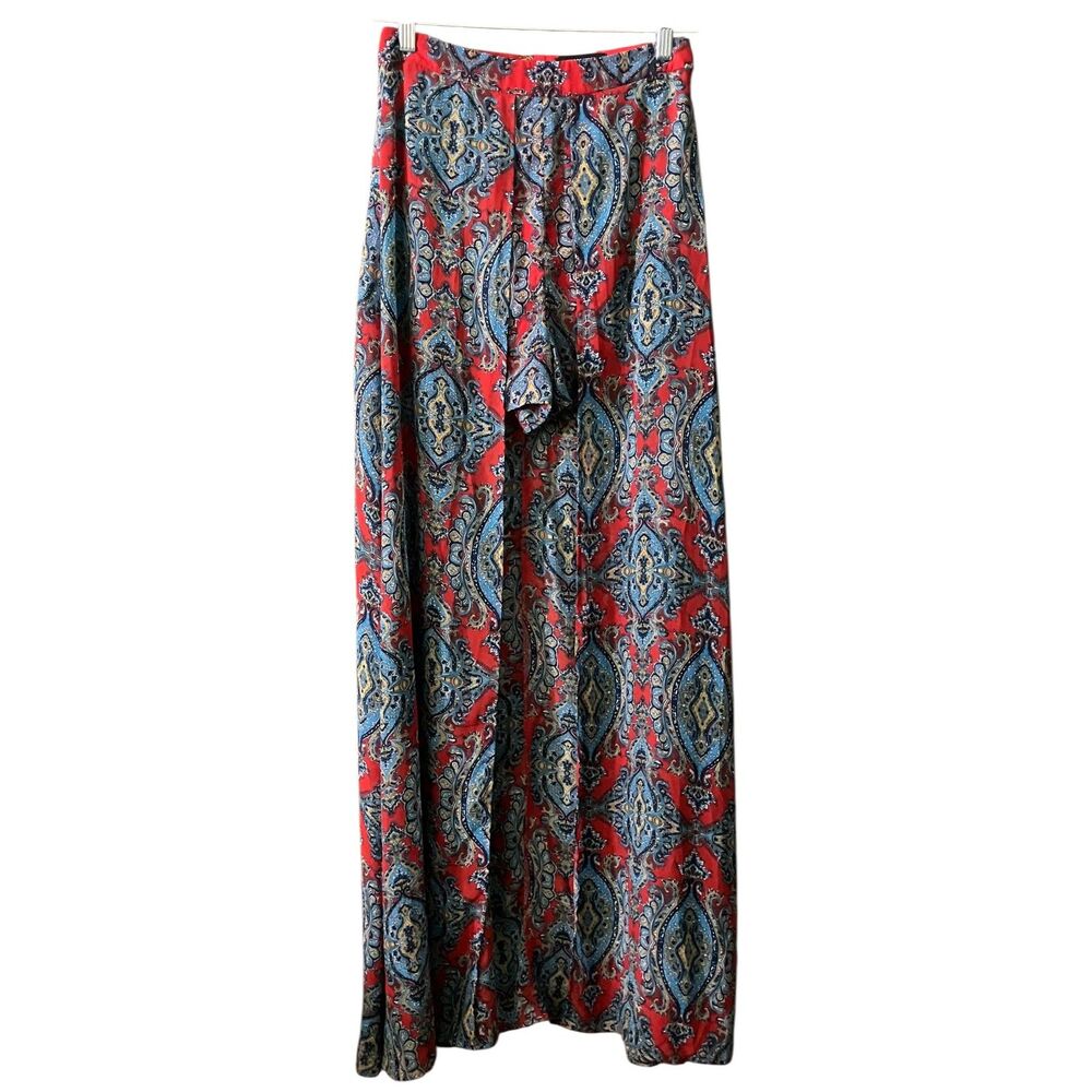 Missguided paisley print shorts with sheer overlay maxi skirt